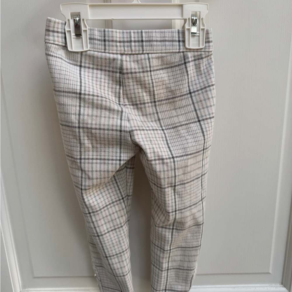 Janie and Jack 3T Girls Gray White Pink Plaid Formal Pants with Beads - Picture 4 of 6